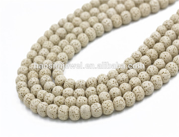 Gemstone Natural Beads White Lava Stone Volcanic Lava Beads For Jewelry Making