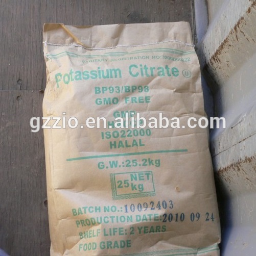 Used BP potassium citrate powder food additive supplier