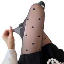 Women's Double Velvet Love Stockings with Polka Dot Bow Bottom Thermal Pants