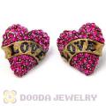 Vintage Style Crystal Heart Love Stud Earrings Wholesale 