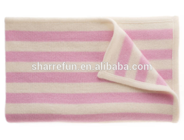 wholesale classic 12gg striped knit pure cashmere baby blankets