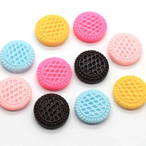 Multi couleurs doux biscuit résine Flatback Cabochon rond biscuits Simulation alimentaire décoration perles fabrication de bijoux accessoire