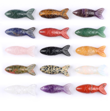 Gemstone Craving Fish Pendant Natural Stone Handmade Craved Fish Pendant (15X40MM) Crystal Fish Charm Pendant for Diy Jewelry