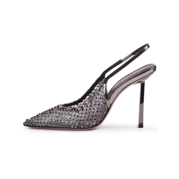Slingback Kitten Mesh Pumps Pointed Toe Wedding Heel