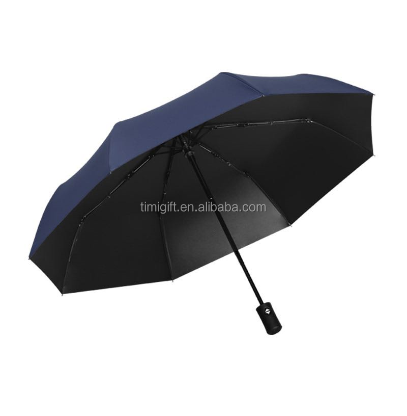 Automatic 3 Folding Black Windproof Compact Travel Lightweight Umbrella