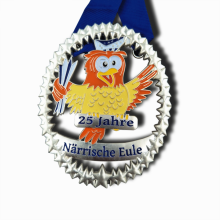 Medalha de coruja animal fofa com esmalte personalizado