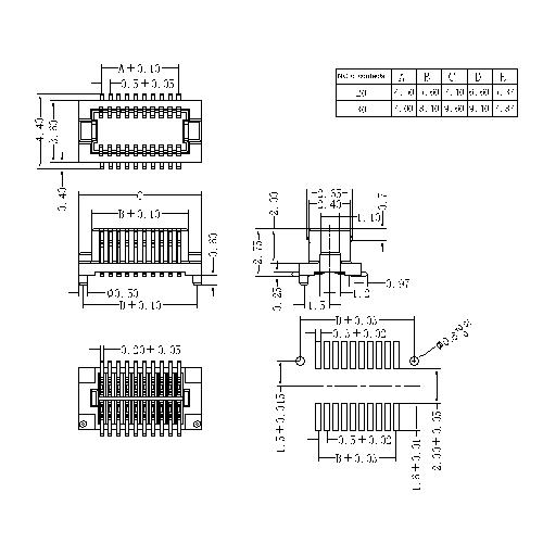 0.5mm Board to Board connector, Male with locating pegs type, mating Height=5.0mm