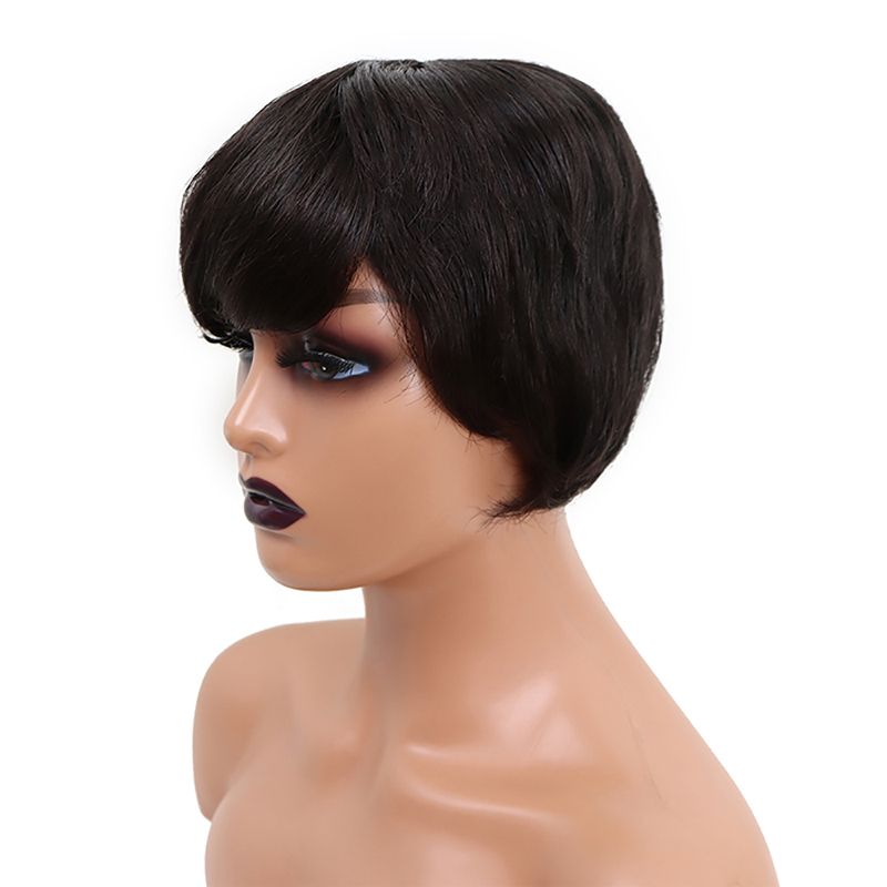 cheap price short retro human hair sewing machine wig for black women, 100% human hair wig sewing machine made wholesale