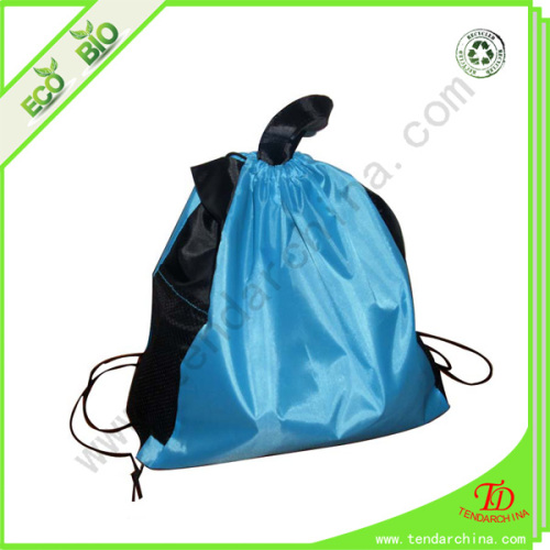 Kids Nylon Backpack For Promotion With Net Pocket Inside Nylon Drawstring Bag