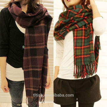 Women Winter Warm Soft Plaid Knit Scarf Long Scarf