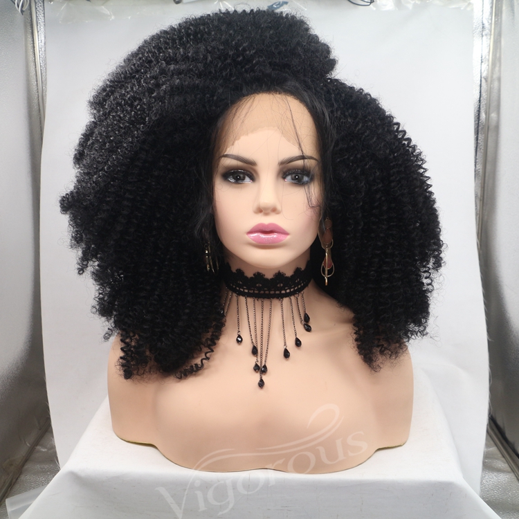 Vigorous mono short bob premium high quality afro kinky curly wholesale black women synthetic hair wigs lace f