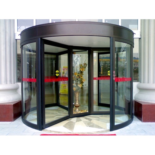 Three Wing Automatic Revolving Doors with Display Case