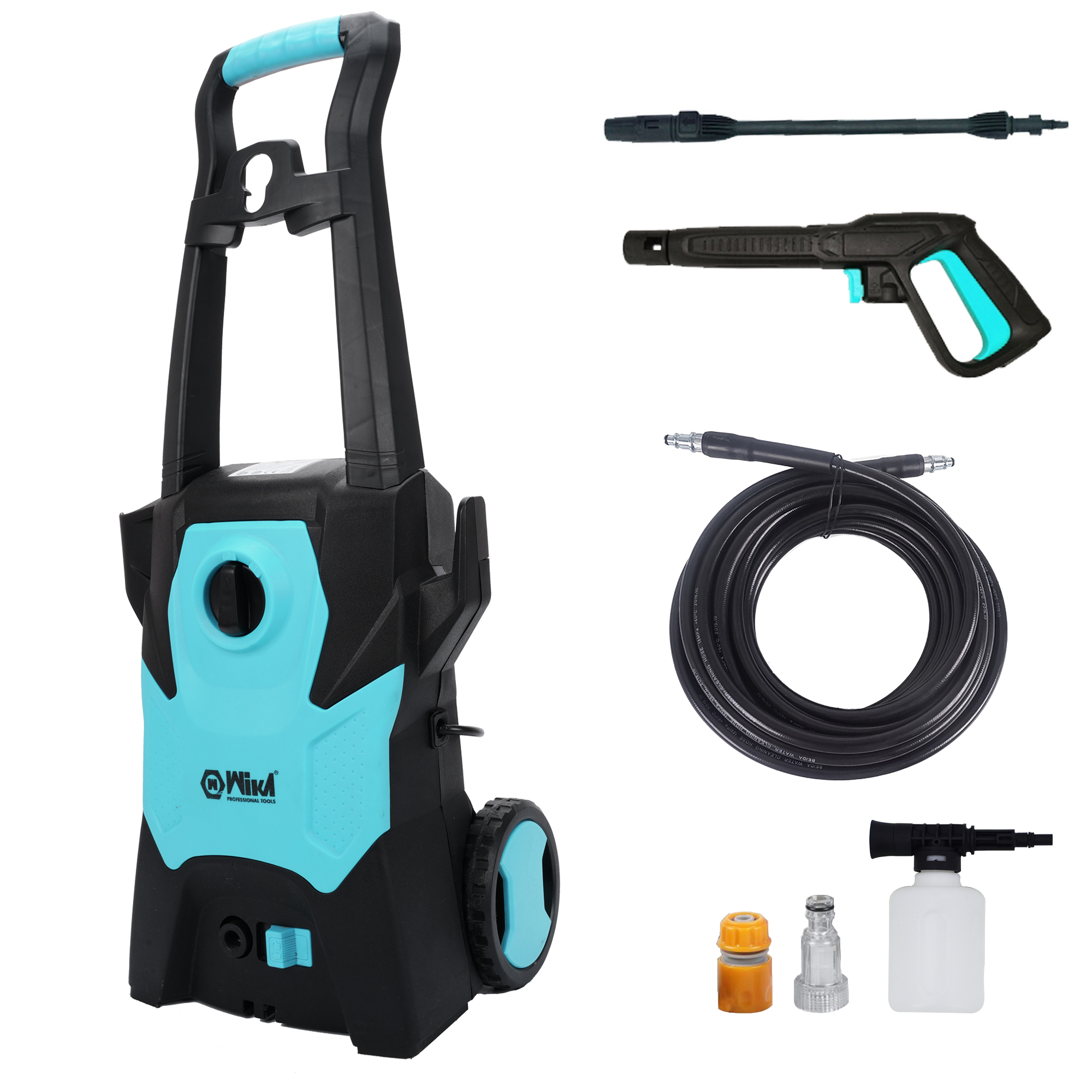 Elektrische druk wasmachine 1600W 120Bar 450L/H High Power Jet Washer Sneeuwschuim kanon voor auto, patio, vloer