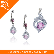 Rainbow fashion belly rings made in China factory 316L stainless steel belly ring crystal