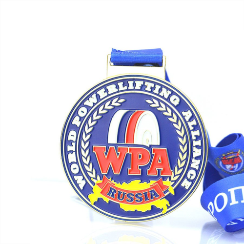 Custom enamel color werlifting race medals