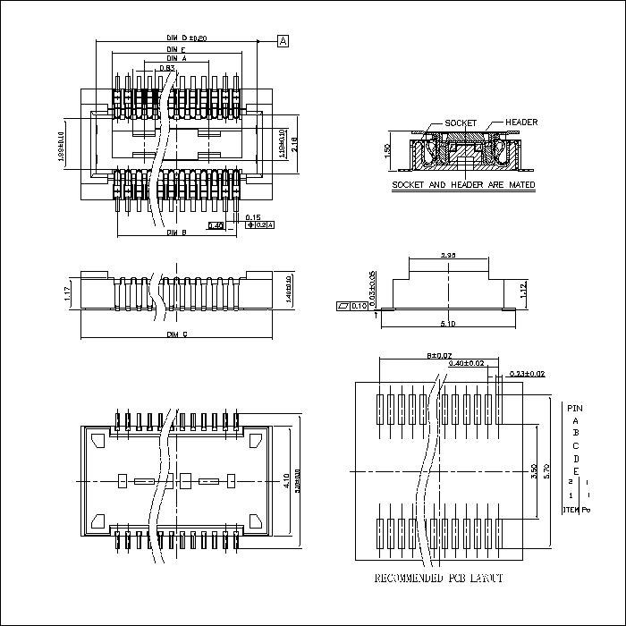 0.4mm Board to Board connector,Female, mating Height=1.5mm BB0.4F-1.5XXX03