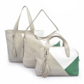 Felt White Genuine Leather Mammy Tote Bag