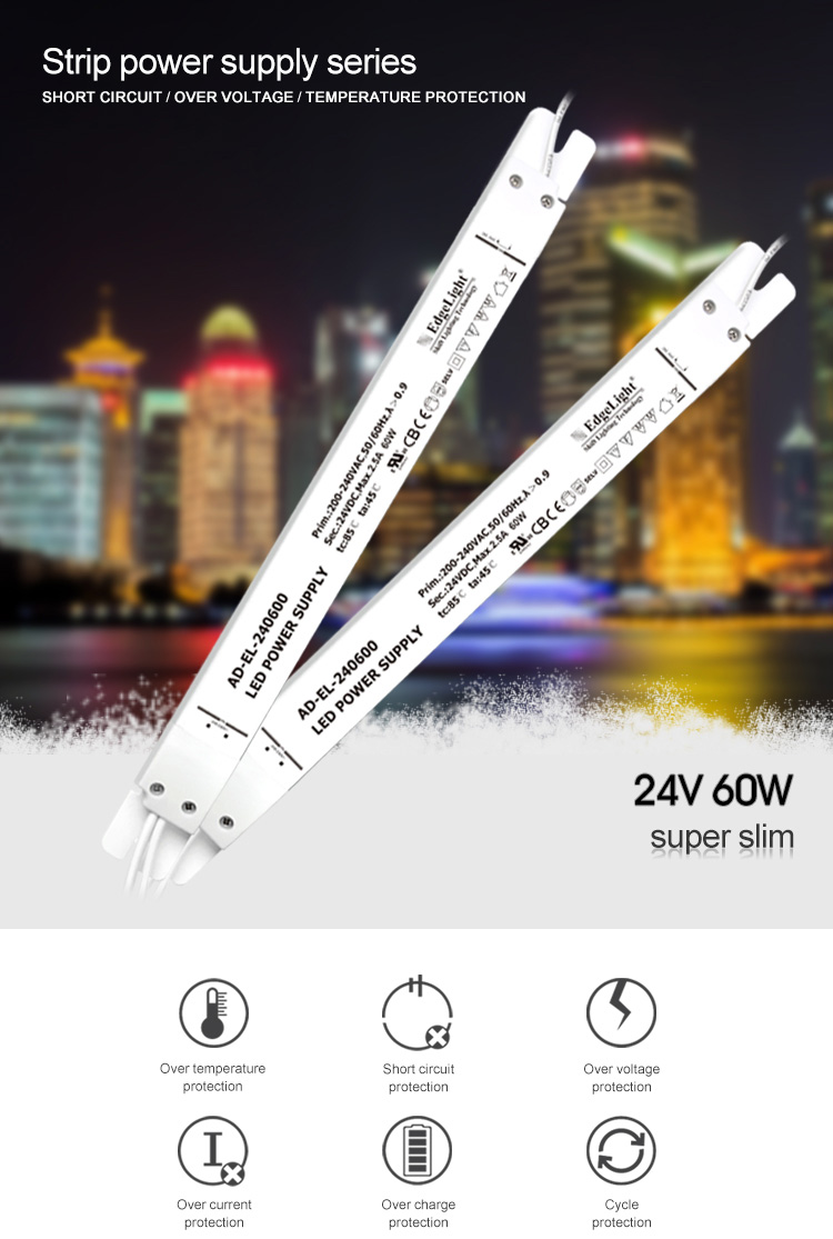 Super thin linear led driver hot sale CE ROHS 12v 5a power supply