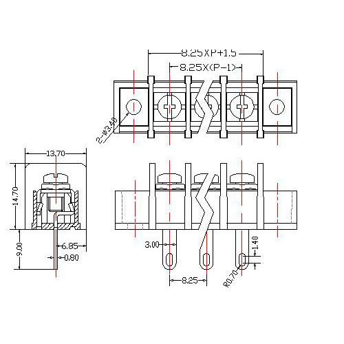 AT835-XXXX-BW Barrier Terminal Block Pitch8.25mm 