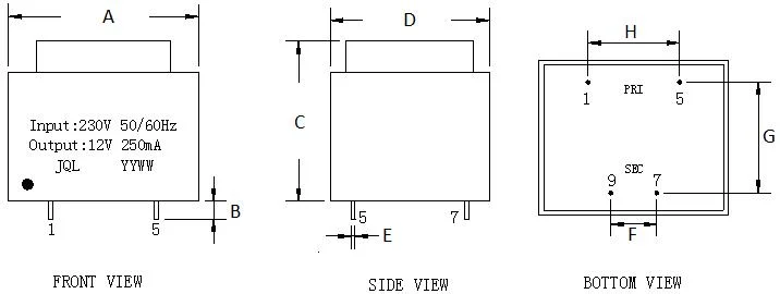 230V to 24V Small Size PCB Ei Transformer