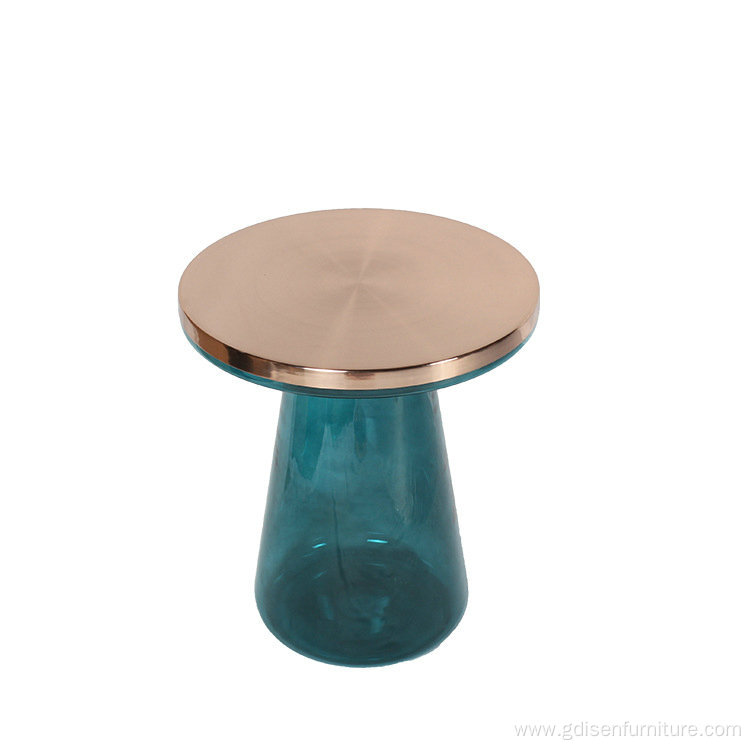 Glass center gold side Table by toughened glass