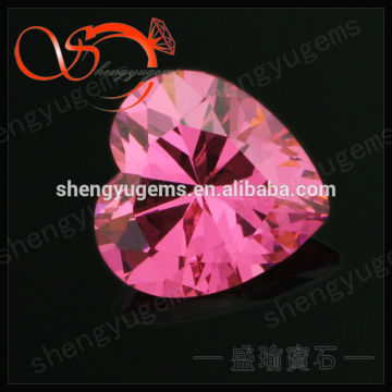 machine cut pink heart cut CZ gemstones