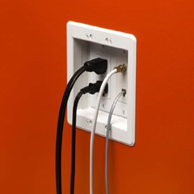 Recessed Tv Box Wall Plate Kit Paintable 2gang, White Nonmetallic Combination Power And Low