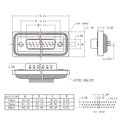 WHDP02-MXXXXXXX 10 D-SUB MALE STRAIGHT WATERPROOF TYPE 