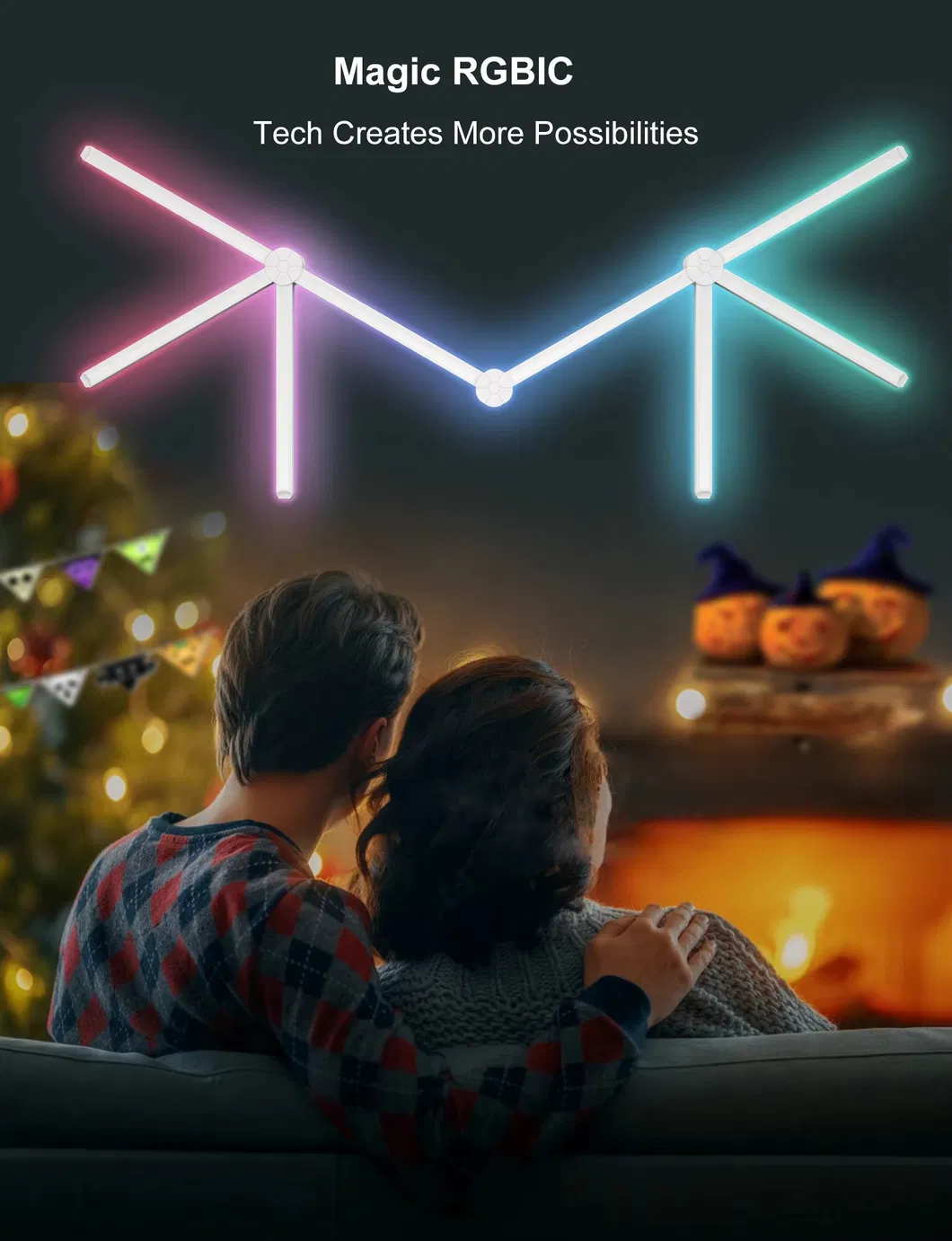 Smart RGB Segmented Wall Lamp for Gaming and Home Decor