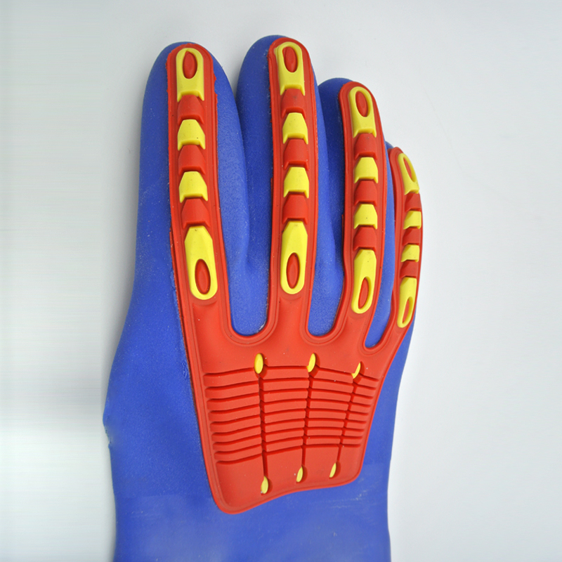 Blue anti Impact pvc coated Gloves