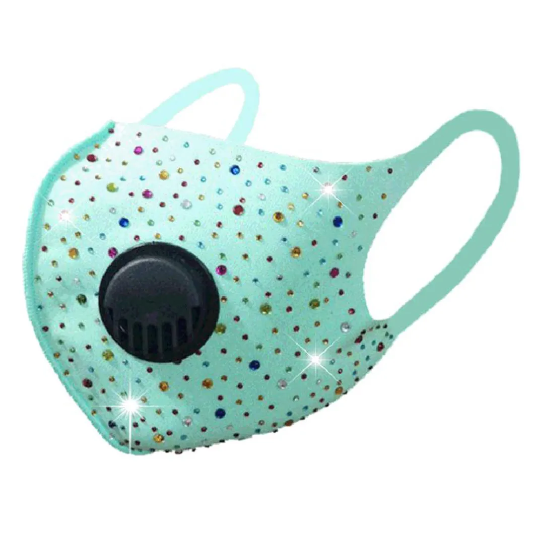 New with Breathing Valve Flash Rhinestone Dust Cloth Washable Facemask