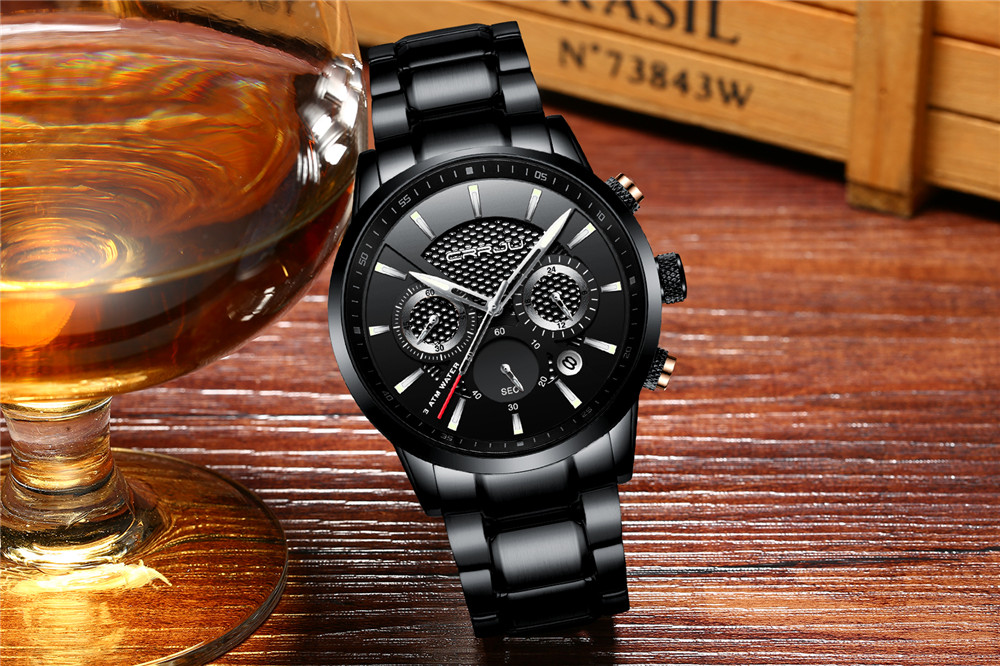 CRRJU Men Watch 30m Waterproof Watch Top Brand Luxury Steel Watch Chronograph Male Clock Saat relojes hombre 2212