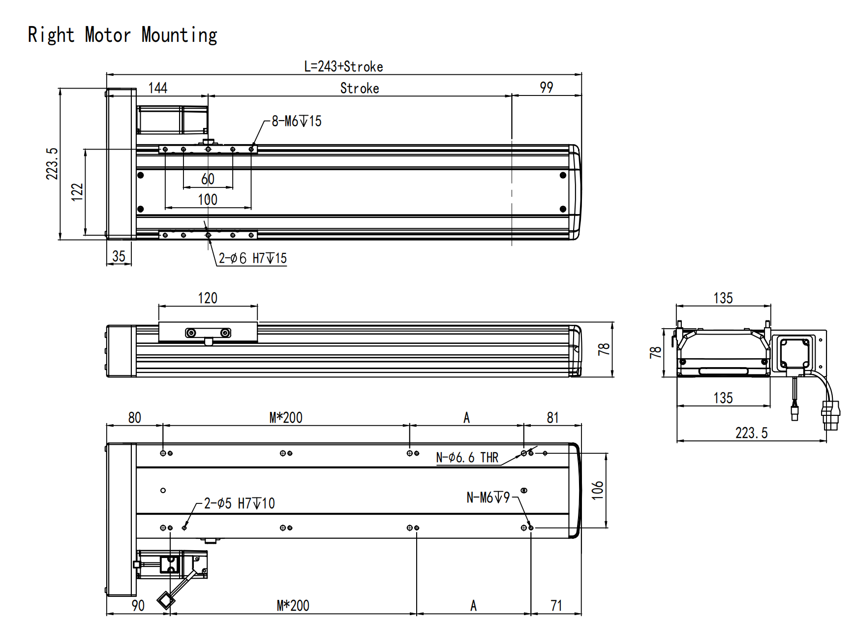 linear guide screw module-right