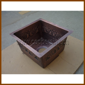 Grapes and leaves Hammered Copper bar Sink
