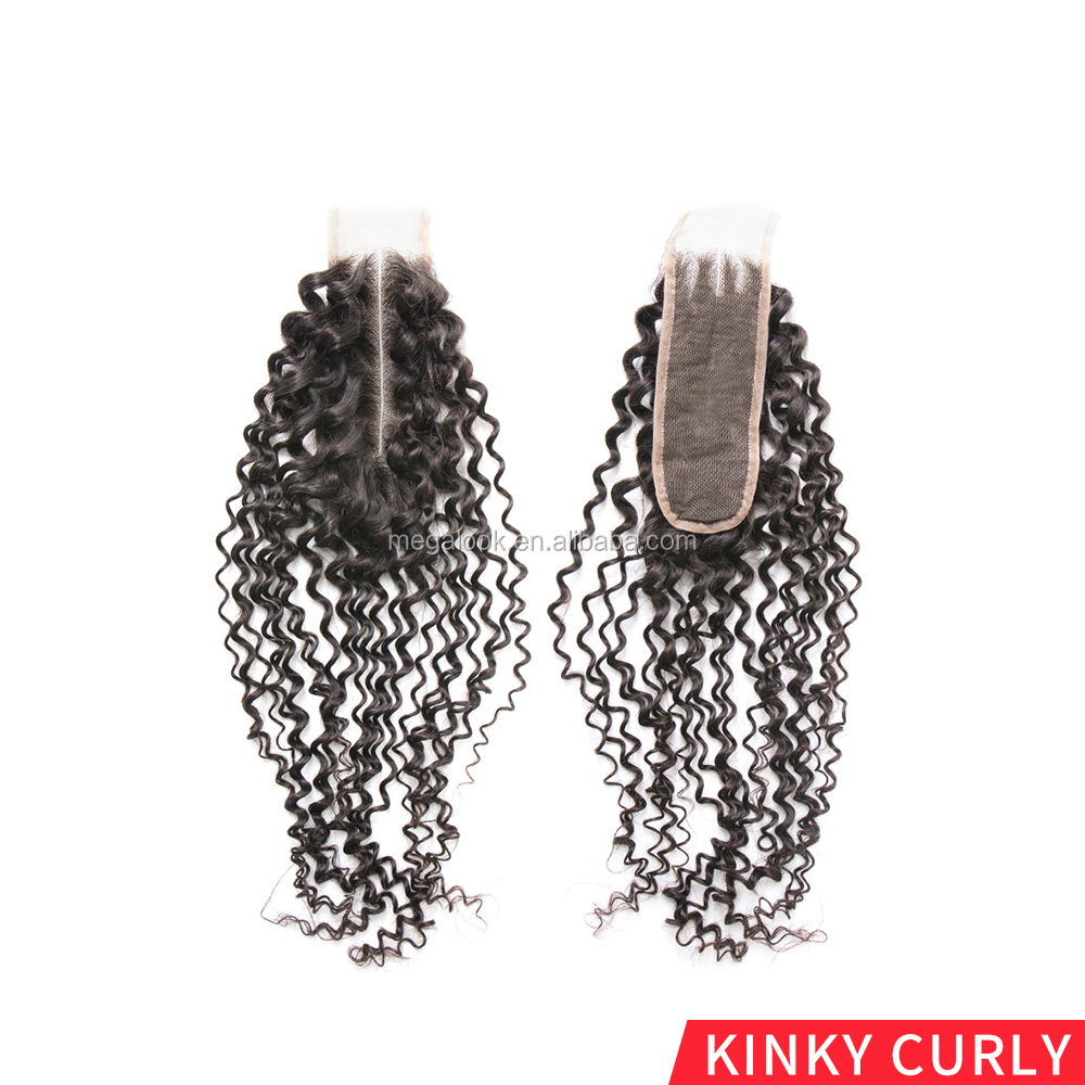 Wholesale Hot Selling Kim K 2x6 Middle Part Indian Human Hair Kinky Curly Wave 2*6 Lace Closure