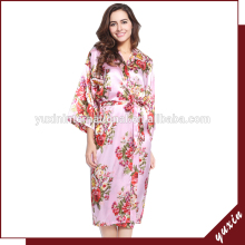 Bridal silk bath robe Custom made women robe Long Floral robe RFL001
