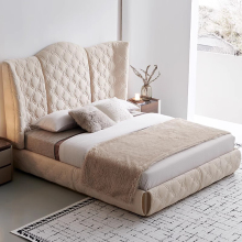 White Leather Bed Frame for High-End Bedrooms
