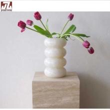 Luxury Onyx Stone Table Vase: New Design Decorative Handcrafted Small Marble Flower Pot