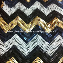 Bronzing RGY Wave Embroidery Sequenced Fabric
