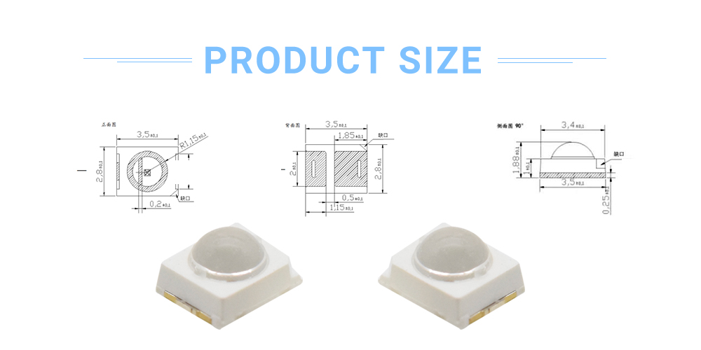 2835 smd led 460nm size