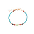 Pulsera Chakra de piedras preciosas de turquesa con cuentas redondas de 3 MM para hombres de las mujeres