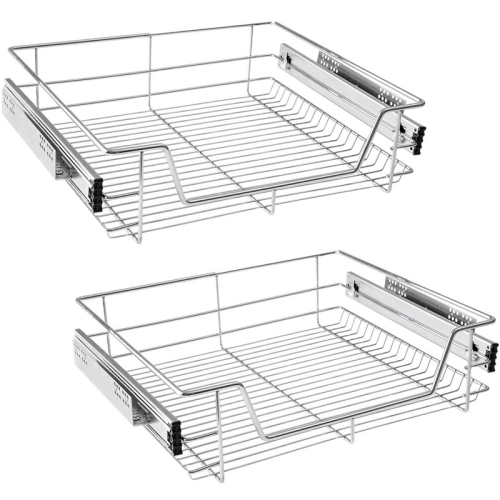 2x 60cm Teleskop verchromter ausziehbarer Küchenkorb