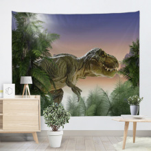 Dinozaur Tapestry Wild Anicient Animals Wiszące na ścianie Tropical Rain Forest Jungle Naturalny koc ścienny 3D dla dzieci Sypialnia Li