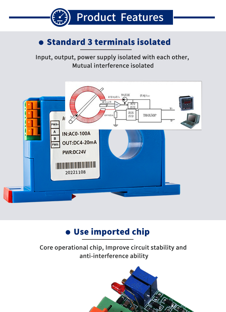 500A 1000A DC Current Transmitter Hall Effect Split Core Current Sensor Measuring Transformer Closed Loop DC Current Transducer
