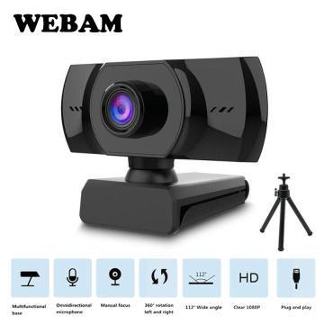 Webcam HD 1080P Fixed Focus USB Web Camera with Microphone Light Tripod for Live Broadcast Video Calling Conference Work New