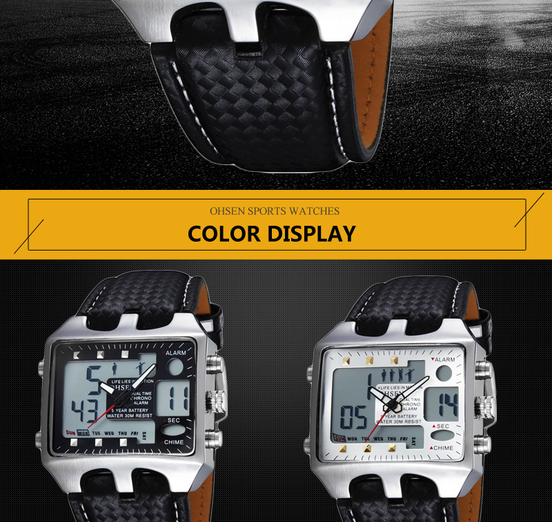 OHSEN 0930 Men Digital Quartz Wristwatch Fashion Sports Men Analog 30M Waterproof Military Clock Male Watches