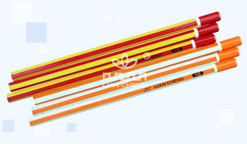 Hexagonal Wooden Pencil with Colorful Strips and Dipping