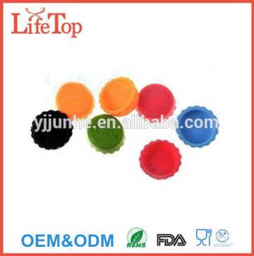 Food Grade Silicone Rubber Bottle Cap (6 Pack), Multicolor