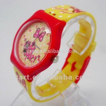 cheap plastic case pvc strap minnie cartoon China movement analog watch