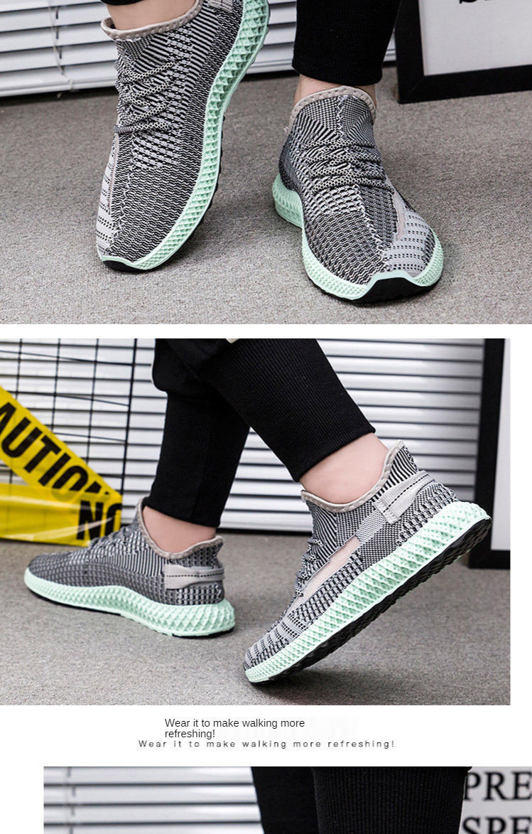 Men's shoes summer new style 2021 Korean fashion breathable starry casual shoes mesh flying woven sports shoes